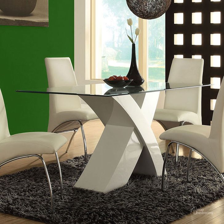 The appearance of Pervis Dining Table (White) designed by ACME in the modern / contemporary interior design. This white high gloss piece of furniture  was selected by 1StopBedrooms from Pervis Collection to add a touch of cosiness and style into your home. Sku: 71105ST;71106GL. Table Base Style: Pedestal. Material: Wood. Product Type: Dining Table. Table Top Shape: Rectangular. Table Top Style: Pedestal. Size: 36.