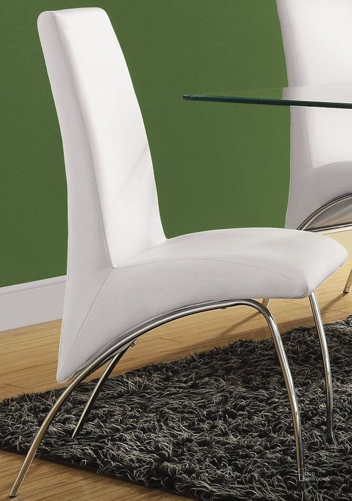 The appearance of Pervis White Side Chair Set of 2 designed by ACME in the modern / contemporary interior design. This white piece of furniture  was selected by 1StopBedrooms from Pervis Collection to add a touch of cosiness and style into your home. Sku: 71107. Material: Metal. Product Type: Side Chair. Image1