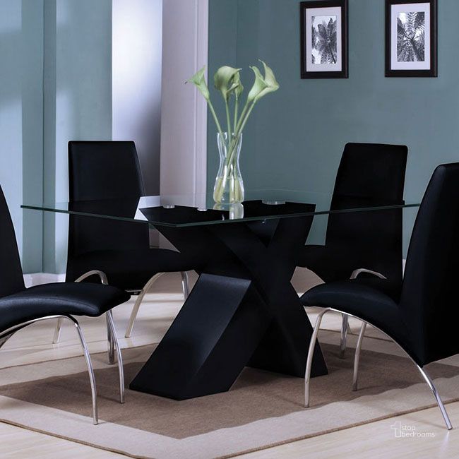 The appearance of Pervis Dining Table (Black) designed by ACME in the modern / contemporary interior design. This black high gloss piece of furniture  was selected by 1StopBedrooms from Pervis Collection to add a touch of cosiness and style into your home. Sku: 71110ST;71111GL. Table Base Style: Pedestal. Material: Wood. Product Type: Dining Table. Table Top Shape: Rectangular. Table Top Style: Pedestal. Size: 36.