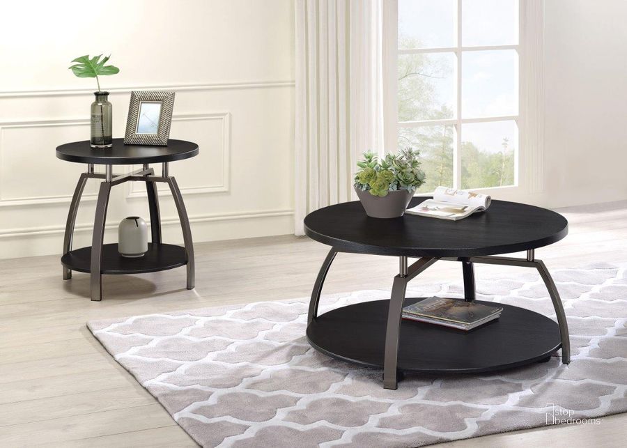 The appearance of 722208 Dark Grey And Black Nickel Occasional Table Set designed by Coaster in the transitional interior design. This black piece of furniture  was selected by 1StopBedrooms from  to add a touch of cosiness and style into your home. Sku: 722208;722207. Material: MDF. Product Type: Occasional Table Set. Image1