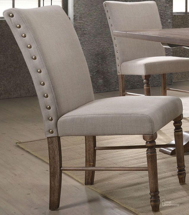 The appearance of Leventis Cream Side Chair Set of 2 designed by ACME in the transitional interior design. This cream piece of furniture  was selected by 1StopBedrooms from Leventis Collection to add a touch of cosiness and style into your home. Sku: 74657. Material: Fabric. Product Type: Side Chair. Image1