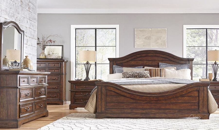The appearance of Stonebrook Tobacco Panel Bedroom Set designed by American Woodcrafters in the traditional interior design. This brown piece of furniture  was selected by 1StopBedrooms from Stonebrook Collection to add a touch of cosiness and style into your home. Sku: 7800-430;7800-950;7800-952;7800-880. Bed Type: Panel Bed. Material: Wood. Product Type: Panel Bed. Bed Size: Queen. Image1