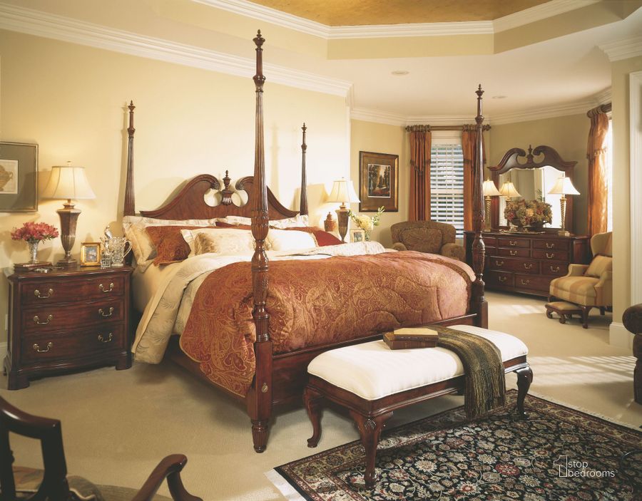 The appearance of Cherry Grove Classic Antique Cherry Pediment Poster Bedroom Set designed by American Drew in the traditional interior design. This brown piece of furniture  was selected by 1StopBedrooms from Cherry Collection to add a touch of cosiness and style into your home. Sku: 791-375R;791-421. Bed Type: Poster Bed. Material: Wood. Product Type: Poster Bed. Bed Size: Queen. Image1