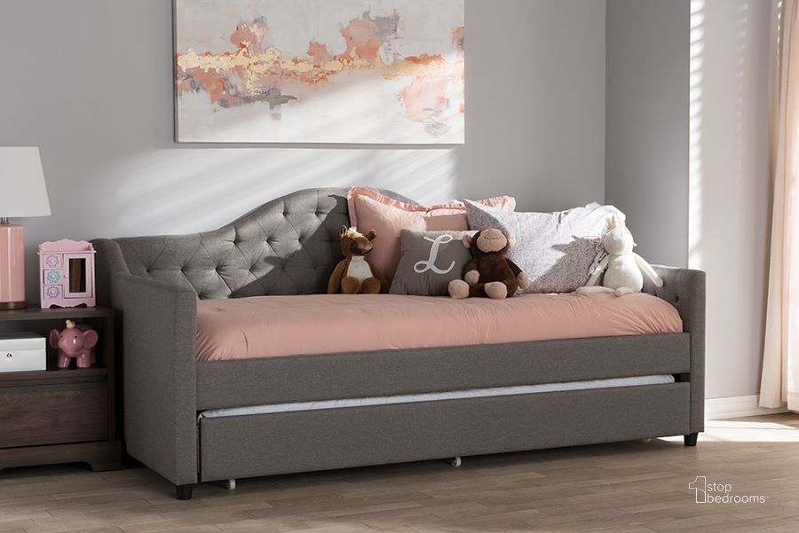The appearance of Baxton Studio Perry Modern And Contemporary Light Grey Fabric Daybed With Trundle designed by Baxton Studio in the modern / contemporary interior design. This light grey piece of furniture  was selected by 1StopBedrooms from Perry Collection to add a touch of cosiness and style into your home. Sku: CF8940-Light Grey-Daybed. Bed Type: Daybed. Material: Fabric. Product Type: DayBed. Image1