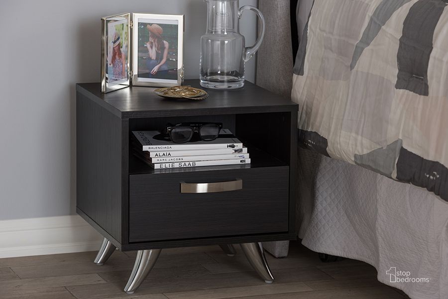 The appearance of Baxton Studio Warwick Modern And Contemporary Espresso Brown Finished Wood End Table designed by Baxton Studio in the modern / contemporary interior design. This dark brown piece of furniture  was selected by 1StopBedrooms from Warwick Collection to add a touch of cosiness and style into your home. Sku: ST 3040-02-Dark Brown-NS. Product Type: Nightstand. Material: MDF. Image1
