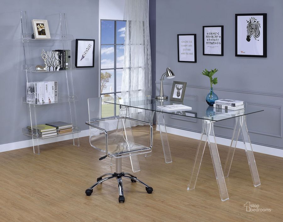 The appearance of Amaturo Acrylic Home Office Set designed by Coaster in the modern / contemporary interior design. This transparent piece of furniture  was selected by 1StopBedrooms from Amaturo Collection to add a touch of cosiness and style into your home. Sku: 801535B1;801535B2;801436. Product Type: Home Office Set. Material: Acrylic. Image1