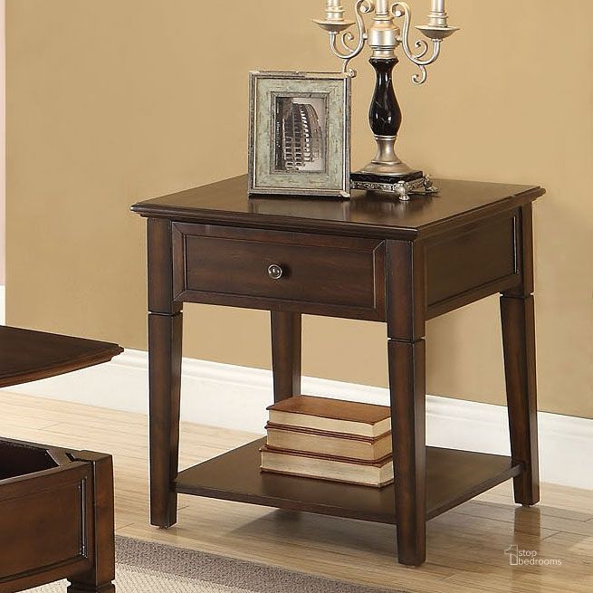 The appearance of Malachi End Table designed by ACME in the transitional interior design. This brown piece of furniture  was selected by 1StopBedrooms from Malachi Collection to add a touch of cosiness and style into your home. Sku: 80255. Material: Wood. Product Type: End Table.