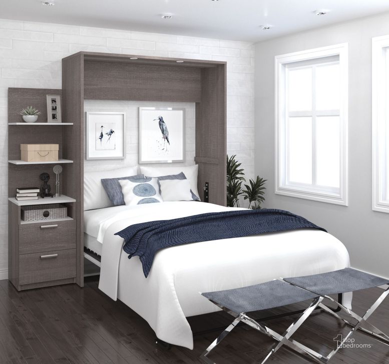 The appearance of Cielo By Elite Bark Gray and White 79" Full Wall Bed Kit designed by Bestar in the modern / contemporary interior design. This gray and white piece of furniture  was selected by 1StopBedrooms from Cielo Collection to add a touch of cosiness and style into your home. Sku: 80897-47. Material: Wood. Bed Size: Full. Bed Type: Murphy Bed. Product Type: Murphy Bed. Image1