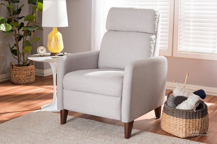 The appearance of Baxton Studio Casanova Mid-Century Modern Light Grey Fabric Upholstered Lounge Chair designed by Baxton Studio in the transitional interior design. This light grey piece of furniture  was selected by 1StopBedrooms from Casanova Collection to add a touch of cosiness and style into your home. Sku: 1707-Light Gray. Material: Fabric. Product Type: Lounge Chair. Image1