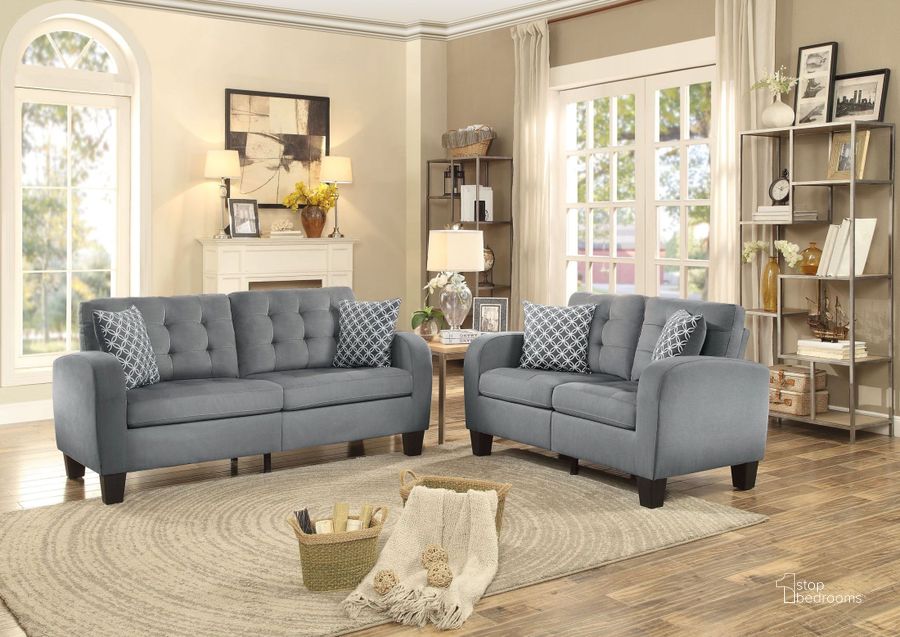 The appearance of Sinclair Grey Living Room Set designed by Homelegance in the transitional interior design. This gray piece of furniture  was selected by 1StopBedrooms from Sinclair Collection to add a touch of cosiness and style into your home. Sku: 8202GRY-3;8202GRY-2. Material: Fabric. Product Type: Living Room Set. Key Features: Tufted. Image1