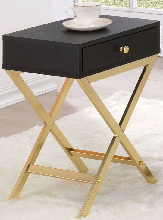 The appearance of Coleen Black Side Table designed by ACME in the modern / contemporary interior design. This black piece of furniture  was selected by 1StopBedrooms from Coleen Collection to add a touch of cosiness and style into your home. Sku: 82296. Material: Fabric. Product Type: Side Table. Table Top Shape: Rectangular. Image1
