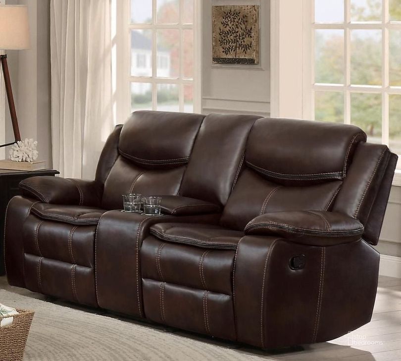 Bastrop Brown Leather Reclining Living Room Set by Homelegance ...