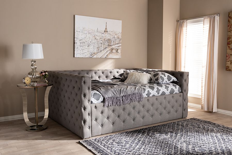 The appearance of Baxton Studio Anabella Modern And Contemporary Grey Fabric Upholstered Queen Size Daybed designed by Baxton Studio in the modern / contemporary interior design. This grey piece of furniture  was selected by 1StopBedrooms from Anabella Collection to add a touch of cosiness and style into your home. Sku: CF8987-B-Grey-Daybed-Q. Bed Type: Daybed. Material: Fabric. Product Type: DayBed. Bed Size: Queen. Image1