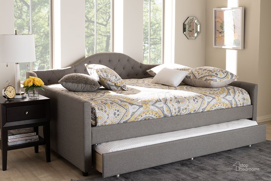 The appearance of Baxton Studio Eliza Modern And Contemporary Grey Fabric Upholstered Full Size Daybed With Trundle designed by Baxton Studio in the modern / contemporary interior design. This grey piece of furniture  was selected by 1StopBedrooms from Eliza Collection to add a touch of cosiness and style into your home. Sku: CF8940-Grey-Daybed-F/T. Bed Type: Daybed. Material: Fabric. Bed Size: Full. Product Type: Upholstered Bed. Image1