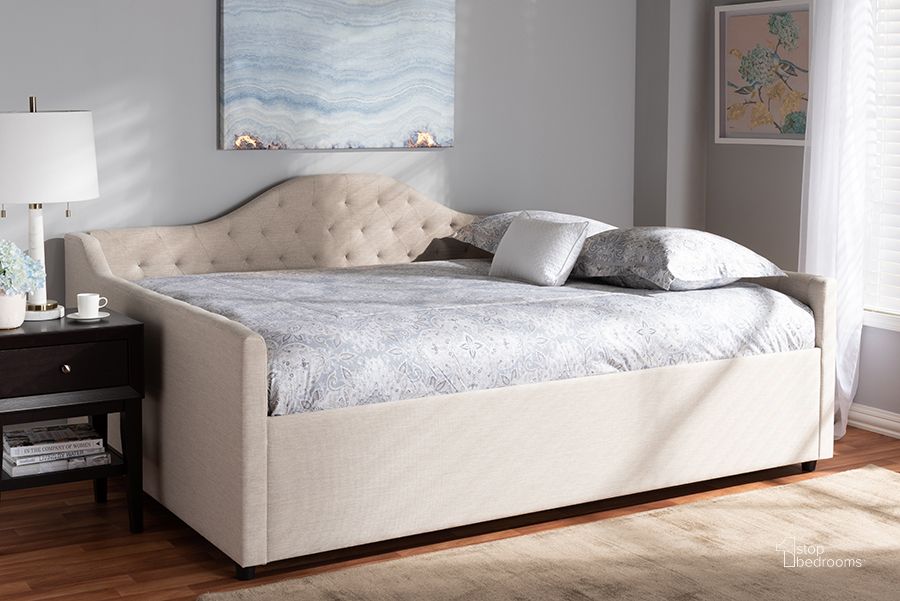 The appearance of Baxton Studio Eliza Modern And Contemporary Light Beige Fabric Upholstered Full Size Daybed designed by Baxton Studio in the modern / contemporary interior design. This light beige piece of furniture  was selected by 1StopBedrooms from Eliza Collection to add a touch of cosiness and style into your home. Sku: CF8940-B-Light Beige-Daybed-F. Bed Type: Daybed. Material: Fabric. Product Type: DayBed. Bed Size: Full. Image1