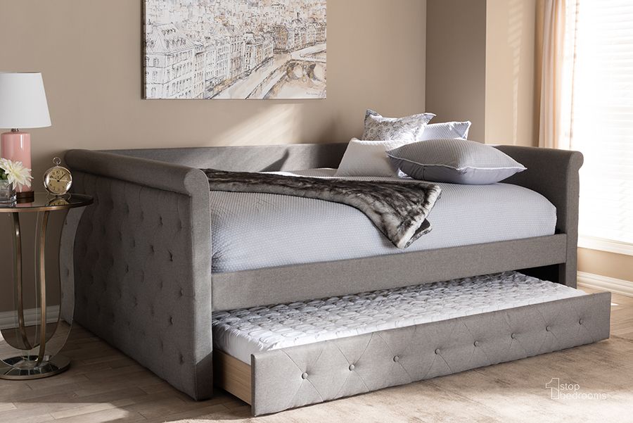 The appearance of Baxton Studio Alena Modern And Contemporary Grey Fabric Upholstered Full Size Daybed With Trundle designed by Baxton Studio in the modern / contemporary interior design. This grey piece of furniture  was selected by 1StopBedrooms from Alena Collection to add a touch of cosiness and style into your home. Sku: CF8825-Grey-Daybed-F/T. Bed Type: Daybed. Material: Fabric. Bed Size: Full. Product Type: Upholstered Bed. Image1
