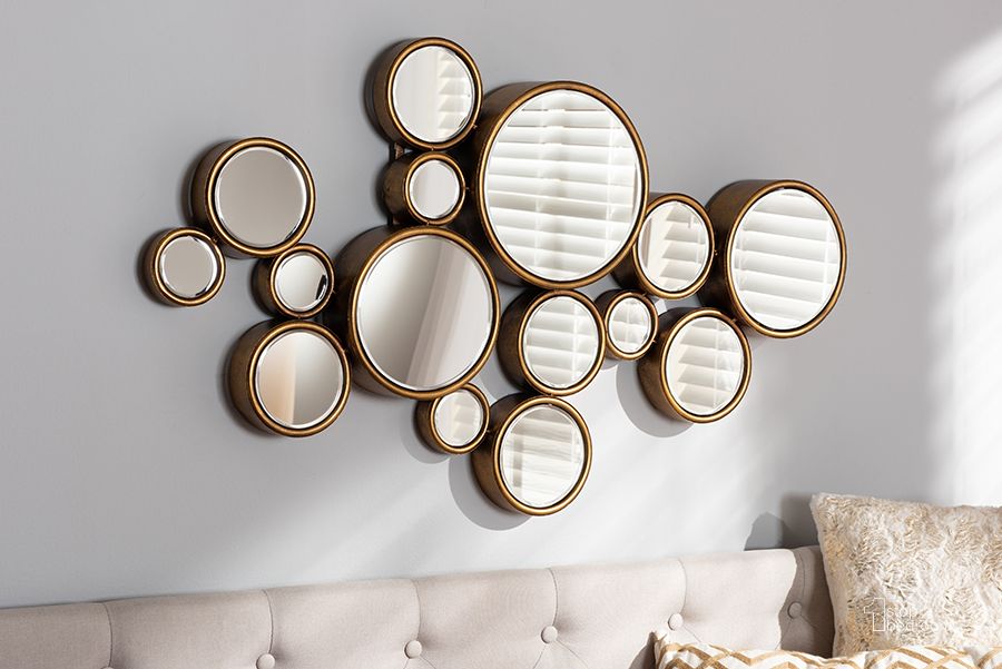 The appearance of Amayta Antique Gold Accent Mirror designed by Boho House in the modern / contemporary interior design. This antique gold piece of furniture  was selected by 1StopBedrooms from Amayta Collection to add a touch of cosiness and style into your home. Sku: RXW-5404. Material: Metal. Product Type: Accent Mirror. Image1