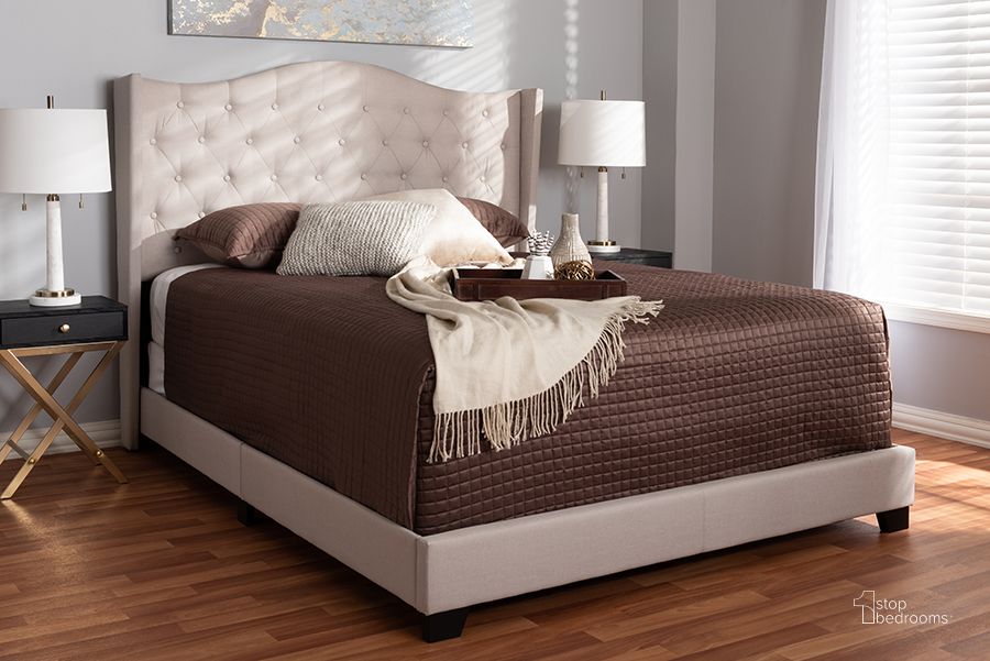 The appearance of Baxton Studio Alesha Modern And Contemporary Beige Fabric Upholstered King Size Bed designed by Baxton Studio in the modern / contemporary interior design. This beige piece of furniture  was selected by 1StopBedrooms from Alesha Collection to add a touch of cosiness and style into your home. Sku: Alesha-Beige-King. Bed Type: Panel Bed. Material: Fabric. Product Type: Panel Bed. Bed Size: King. Image1