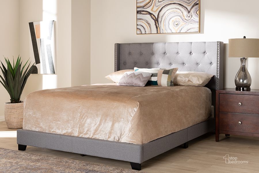 The appearance of Baxton Studio Brady Modern And Contemporary Light Grey Fabric Upholstered King Size Bed designed by Baxton Studio in the modern / contemporary interior design. This light grey piece of furniture  was selected by 1StopBedrooms from Brady Collection to add a touch of cosiness and style into your home. Sku: Brady-Grey-King. Bed Type: Panel Bed. Material: Fabric. Product Type: Panel Bed. Bed Size: King. Image1