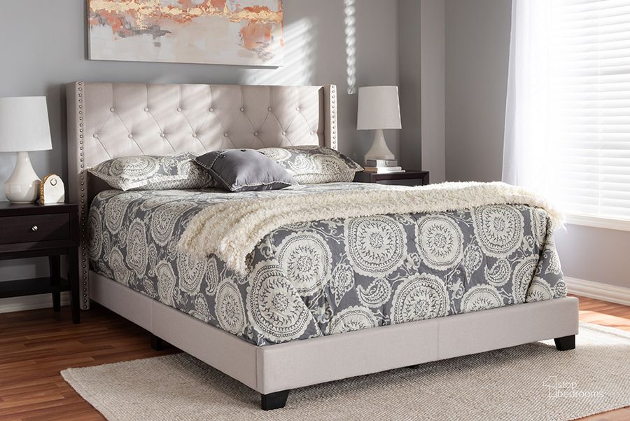 The appearance of Baxton Studio Brady Modern And Contemporary Beige Fabric Upholstered Queen Size Bed designed by Baxton Studio in the modern / contemporary interior design. This beige piece of furniture  was selected by 1StopBedrooms from Brady Collection to add a touch of cosiness and style into your home. Sku: Brady-Beige-Queen. Bed Type: Panel Bed. Material: Fabric. Product Type: Panel Bed. Bed Size: Queen. Image1
