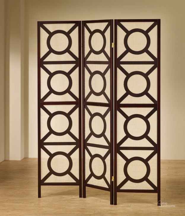 The appearance of 900090 Cappuccino Folding Screen designed by Coaster in the modern / contemporary interior design. This brown piece of furniture  was selected by 1StopBedrooms from  to add a touch of cosiness and style into your home. Sku: 900090. Material: Wood. Product Type: Room Divider. Image1