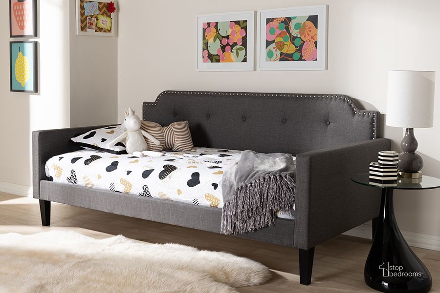 The appearance of Baxton Studio Packer Modern And Contemporary Grey Fabric Upholstered Twin Size Sofa Daybed designed by Baxton Studio in the modern / contemporary interior design. This grey piece of furniture  was selected by 1StopBedrooms from Packer Collection to add a touch of cosiness and style into your home. Sku: Packer-Grey-Daybed. Bed Type: Daybed. Product Type: DayBed. Bed Size: Twin. Material: Rubberwood. Image1
