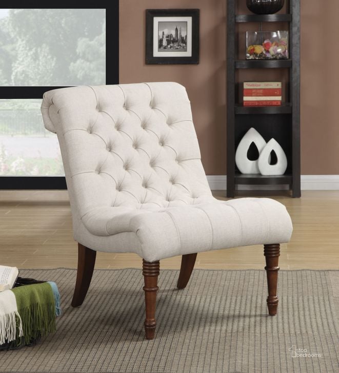The appearance of 902176 Oatmeal Accent Chair designed by Coaster in the traditional interior design. This white piece of furniture  was selected by 1StopBedrooms from  to add a touch of cosiness and style into your home. Sku: 902176. Material: Fabric. Product Type: Accent Chair. Image1