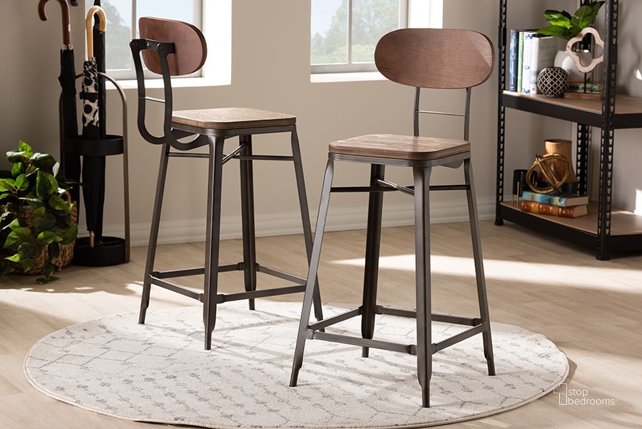 The appearance of Baxton Studio Varek Vintage Rustic Industrial Style Bamboo And Rust-Finished Steel Stackable Counter Stool Set of 2 designed by Baxton Studio in the industrial interior design. This oak piece of furniture  was selected by 1StopBedrooms from Varek Collection to add a touch of cosiness and style into your home. Sku: T-5846-Rust-BS. Material: Metal. Product Type: Barstool. Image1