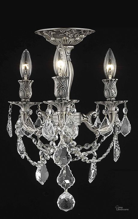 The appearance of Rosalia 13 Pewter 3 Light Flush Mount With Clear Royal Cut Crystal Trim designed by Elegant Lighting in the glam interior design. This pewter piece of furniture  was selected by 1StopBedrooms from Rosalia Collection to add a touch of cosiness and style into your home. Sku: 9203F13PW/RC. Product Type: Flush Mount. Material: Brass.