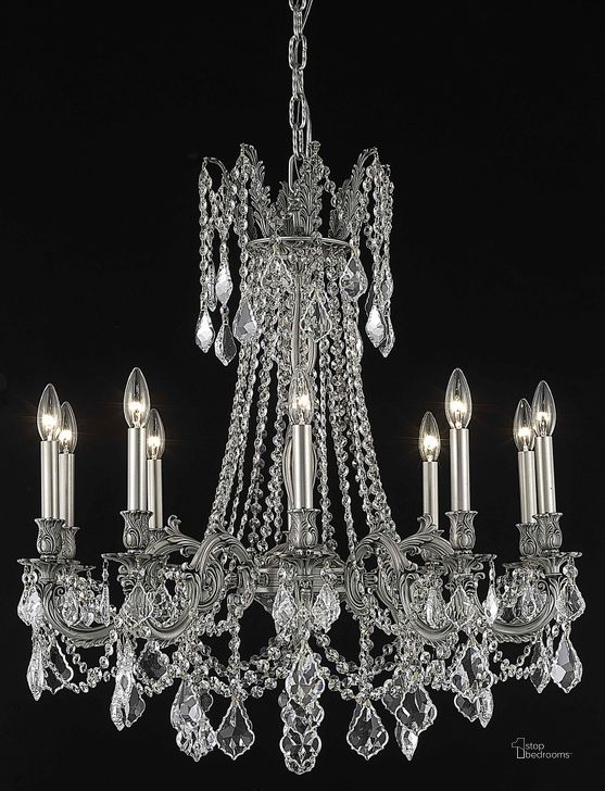 The appearance of Rosalia 28 Pewter 10 Light Chandelier With Clear Royal Cut Crystal Trim designed by Elegant Lighting in the glam interior design. This pewter piece of furniture  was selected by 1StopBedrooms from Rosalia Collection to add a touch of cosiness and style into your home. Sku: 9210D28PW/RC. Product Type: Chandelier. Material: Crystal.