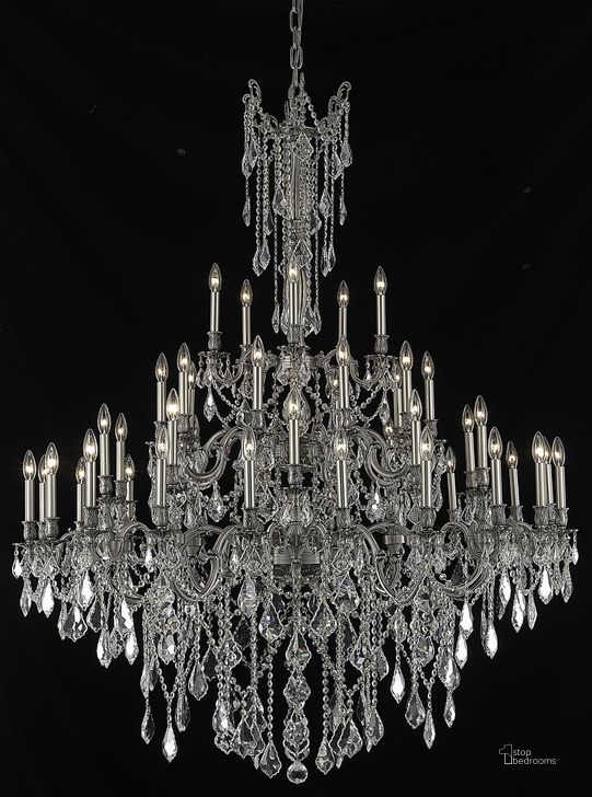 The appearance of Rosalia 54 Pewter 45 Light Chandelier With Clear Royal Cut Crystal Trim designed by Elegant Lighting in the glam interior design. This pewter piece of furniture  was selected by 1StopBedrooms from Rosalia Collection to add a touch of cosiness and style into your home. Sku: 9245G54PW/RC. Product Type: Chandelier. Material: Crystal.