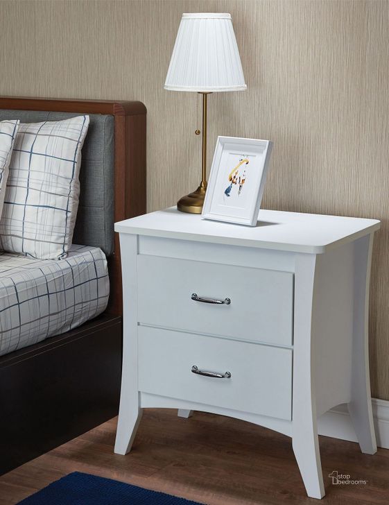 The appearance of Babb White Nightstand designed by ACME in the modern / contemporary interior design. This white piece of furniture  was selected by 1StopBedrooms from Babb Collection to add a touch of cosiness and style into your home. Sku: 97264. Material: Wood. Product Type: Nightstand. Image1