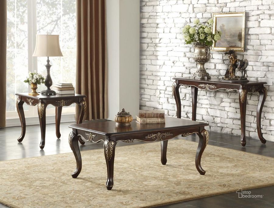 The appearance of Croydon Rich Cherry Occasional Table Set designed by Homelegance in the traditional interior design. This brown piece of furniture  was selected by 1StopBedrooms from Croydon Collection to add a touch of cosiness and style into your home. Sku: 9815-30;9815-04. Material: Wood. Product Type: Occasional Table Set. Image1