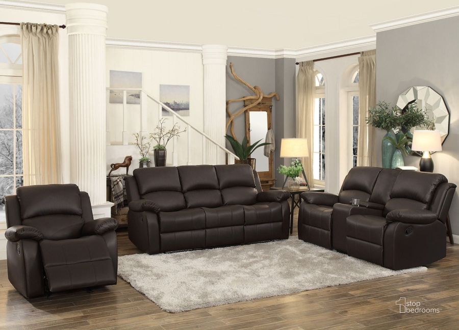 The appearance of Clarkdale Dark Brown Double Reclining Living Room Set With Drop-Down Table designed by Homelegance in the modern / contemporary interior design. This brown piece of furniture  was selected by 1StopBedrooms from Clarkdale Collection to add a touch of cosiness and style into your home. Sku: 9928DBR-3;9928DBR-2. Material: Wood. Product Type: Living Room Set. Image1