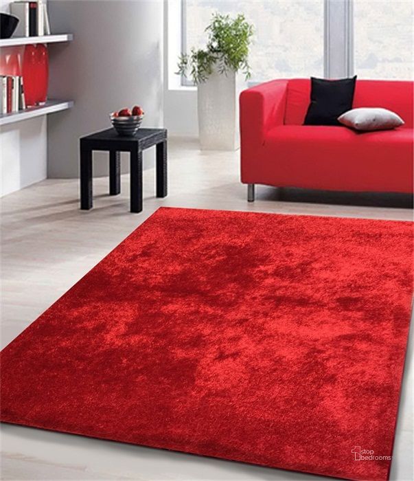 The appearance of Fuzzy Red Area Rug 5 X 7 designed by Amazing Rugs in the modern / contemporary interior design. This red piece of furniture  was selected by 1StopBedrooms from Fuzzy Collection to add a touch of cosiness and style into your home. Sku: A1017-57. Material: Polyester. Product Type: Area Rugs. Image1