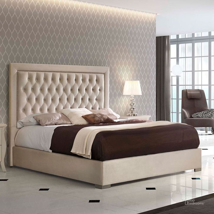 The appearance of Adagio Upholstered Storage Bed (Queen) designed by ESF in the transitional interior design. This ivory piece of furniture  was selected by 1StopBedrooms from Adagio Collection to add a touch of cosiness and style into your home. Sku: ADAGIOBEDQS. Bed Type: Storage Bed. Material: Microfiber. Product Type: Storage Bed. Bed Size: Queen. Image1