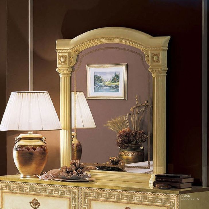 The appearance of ESF Furniture Aida Mirror in Ivory w/ Gold designed by ESF in the traditional interior design. This gold piece of furniture  was selected by 1StopBedrooms from Aida Collection to add a touch of cosiness and style into your home. Sku: AIDAMIRROR. Material: MDF. Product Type: Dresser Mirror.