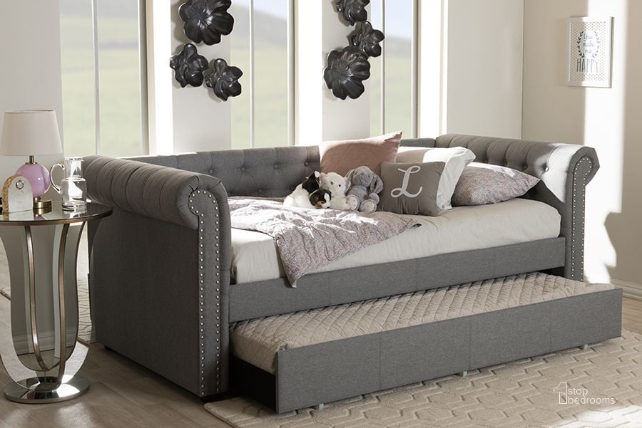 The appearance of Thionville Grey Day Bed and Futon designed by FineForm in the modern / contemporary interior design. This grey piece of furniture  was selected by 1StopBedrooms from Thionville Collection to add a touch of cosiness and style into your home. Sku: Ashley-Grey-Daybed. Bed Type: Daybed. Material: Fabric. Product Type: DayBed. Image1