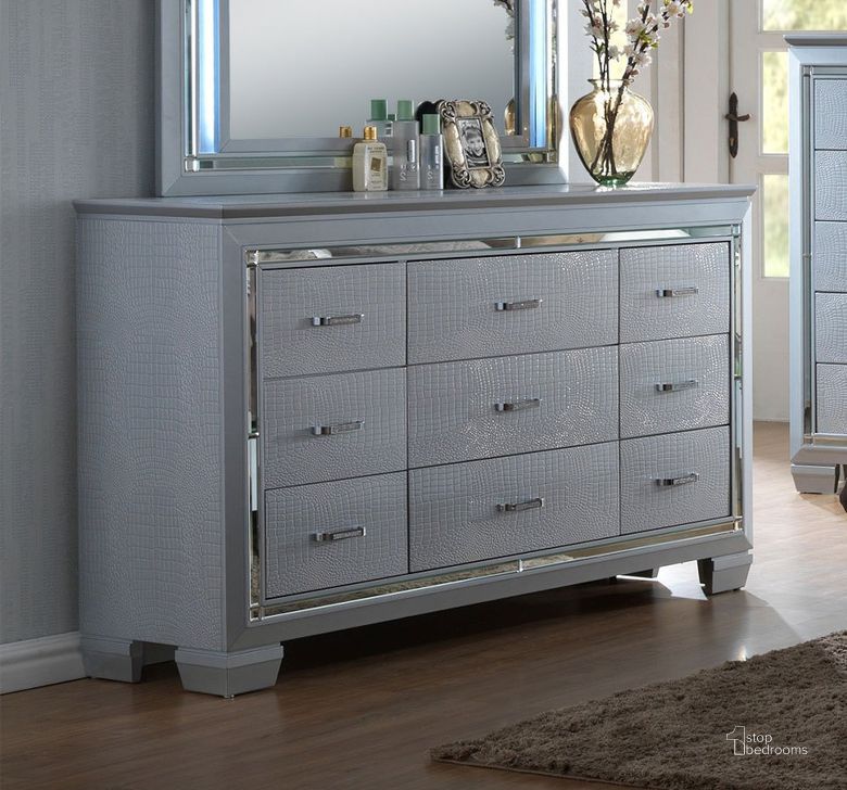 The appearance of Lillian Dresser designed by Crown Mark in the modern / contemporary interior design. This silver piece of furniture  was selected by 1StopBedrooms from Lillian Collection to add a touch of cosiness and style into your home. Sku: B7100-1. Material: Wood. Product Type: Dresser. Image1