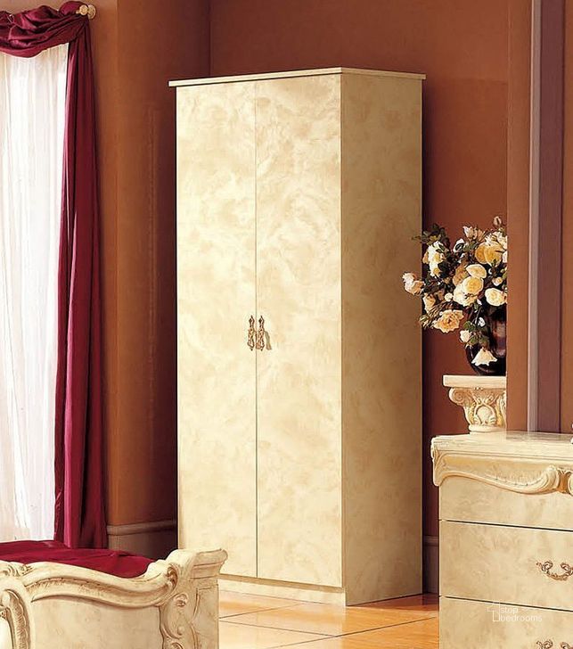 The appearance of Barocco 2 Door Wardrobe (Ivory) designed by ESF in the traditional interior design. This ivory piece of furniture  was selected by 1StopBedrooms from Barocco Collection to add a touch of cosiness and style into your home. Sku: BAROCCO2DOORW/D. Material: Wood. Product Type: Armoires and Wardrobe.