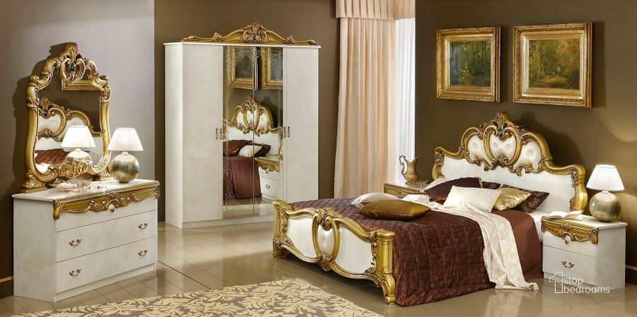 The appearance of Barocco Bedroom Set (Ivory and Gold) designed by ESF in the traditional interior design. This ivory and gold piece of furniture  was selected by 1StopBedrooms from Barocco Collection to add a touch of cosiness and style into your home. Sku: BAROCCOBEDQ.S.GOLD/I;WFRAMEQUEENS;BAROCCON/SIVORY/GOLD. Bed Type: Panel Bed. Material: Wood. Product Type: Panel Bed. Bed Size: Queen. Image1
