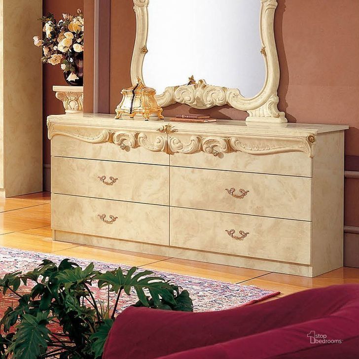 The appearance of Barocco Double Dresser (Ivory) designed by ESF in the traditional interior design. This ivory piece of furniture  was selected by 1StopBedrooms from Barocco Collection to add a touch of cosiness and style into your home. Sku: BAROCCODRESSER. Material: Wood. Product Type: Dresser. Image1
