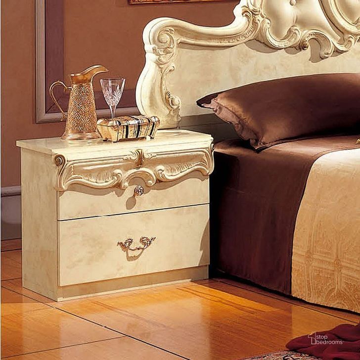 The appearance of Barocco Nightstand (Ivory) designed by ESF in the traditional interior design. This ivory piece of furniture  was selected by 1StopBedrooms from Barocco Collection to add a touch of cosiness and style into your home. Sku: BAROCCON/S. Material: Wood. Product Type: Nightstand.