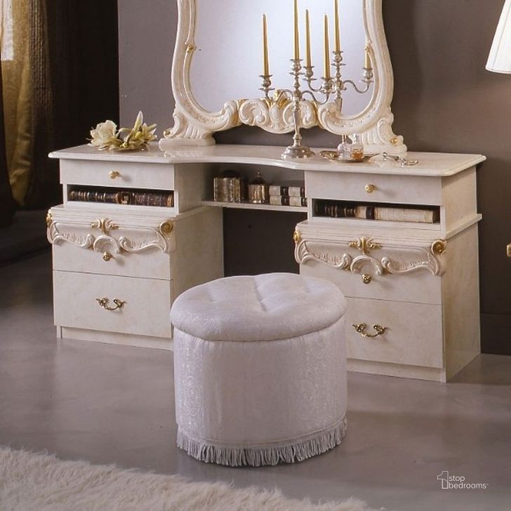 The appearance of Barocco Vanity Dresser (Ivory) designed by ESF in the traditional interior design. This ivory piece of furniture  was selected by 1StopBedrooms from Barocco Collection to add a touch of cosiness and style into your home. Sku: BAROCCOVANIRYIVORY. Material: Wood. Product Type: Bedroom Vanity. Image1