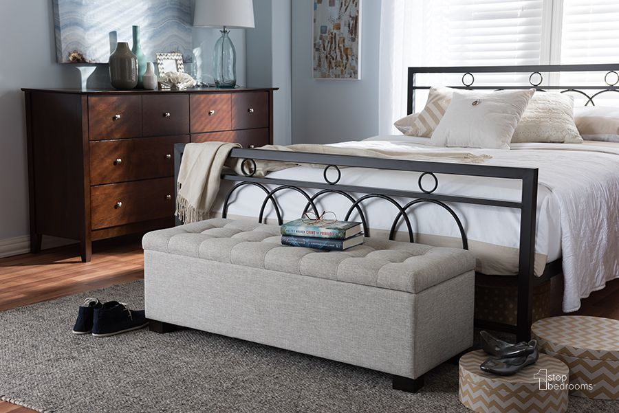 The appearance of Birk Beige Bedroom Bench designed by Atelier Home in the modern / contemporary interior design. This beige piece of furniture  was selected by 1StopBedrooms from Birk Collection to add a touch of cosiness and style into your home. Sku: BBT3101-OTTO-Beige-H1217-3. Product Type: Bench. Material: Rubberwood. Image1