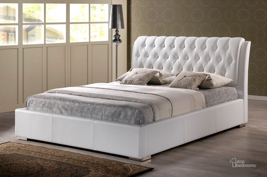The appearance of Baxton Studio Bianca White Modern Bed With Tufted Headboard (King Size) designed by Baxton Studio in the modern / contemporary interior design. This white piece of furniture  was selected by 1StopBedrooms from Bianca Collection to add a touch of cosiness and style into your home. Sku: BBT6203-White-King Bed. Bed Type: Platform Bed. Product Type: Platform Bed. Bed Size: King. Material: MDF.