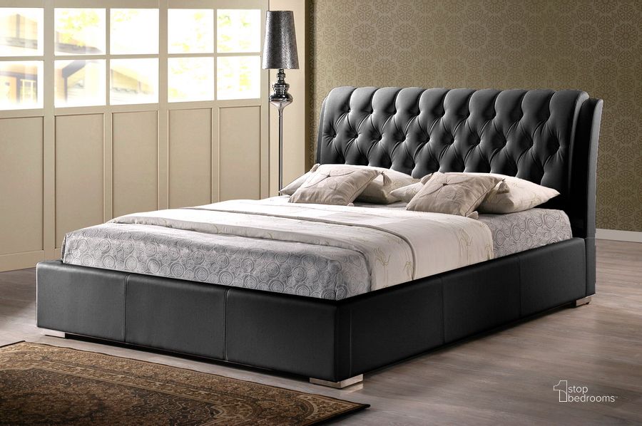 The appearance of Baxton Studio Bianca Black Modern Bed With Tufted Headboard (Queen Size) designed by Baxton Studio in the modern / contemporary interior design. This black piece of furniture  was selected by 1StopBedrooms from Bianca Collection to add a touch of cosiness and style into your home. Sku: BBT6203-Black-Bed. Bed Type: Platform Bed. Product Type: Platform Bed. Bed Size: Queen. Material: MDF.