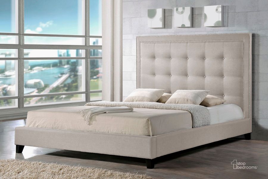 The appearance of Baxton Studio Hirst Light Beige Platform Bed- King Size designed by Baxton Studio in the modern / contemporary interior design. This light beige piece of furniture  was selected by 1StopBedrooms from Hirst Collection to add a touch of cosiness and style into your home. Sku: BBT6377-Light Beige-King. Bed Type: Platform Bed. Material: Wood. Product Type: Platform Bed. Bed Size: King.
