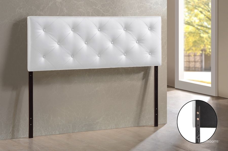 The appearance of Baxton Studio Baltimore Modern And Contemporary Full White Faux Leather Upholstered Headboard designed by Baxton Studio in the modern / contemporary interior design. This white piece of furniture  was selected by 1StopBedrooms from Baltimore Collection to add a touch of cosiness and style into your home. Sku: BBT6431-White-HB-Full. Material: Wood. Product Type: Headboard. Bed Size: Full. Image1