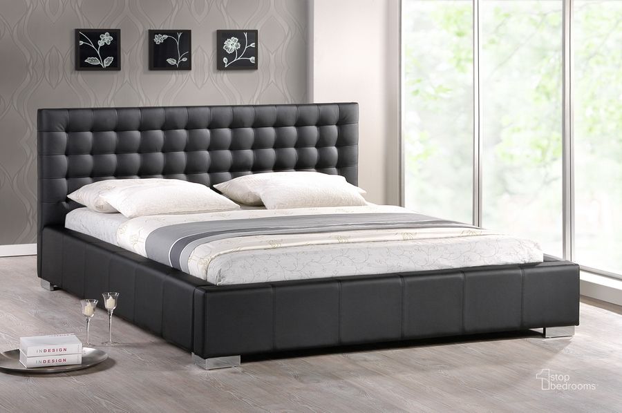 The appearance of Baxton Studio Madison Black Modern Bed With Upholstered Headboard (Queen Size) designed by Baxton Studio in the modern / contemporary interior design. This black piece of furniture  was selected by 1StopBedrooms from Madison Collection to add a touch of cosiness and style into your home. Sku: BBT6183-Black-Bed. Bed Type: Platform Bed. Product Type: Platform Bed. Bed Size: Queen. Material: MDF.